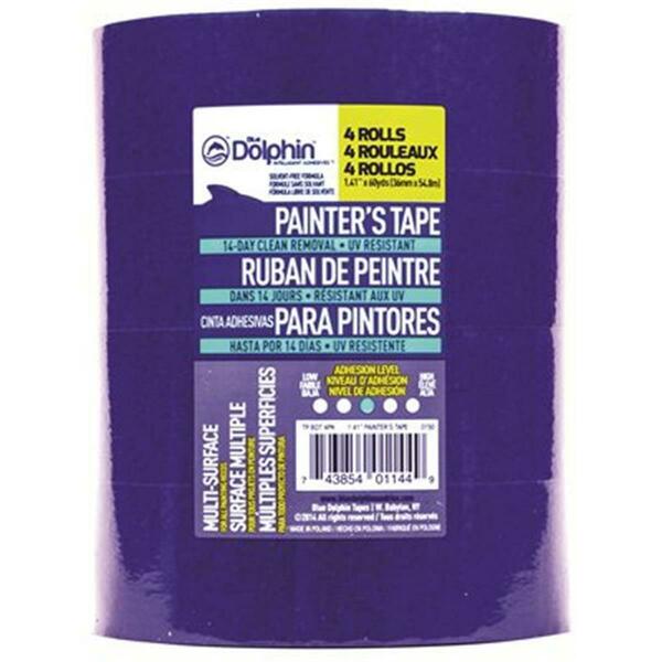 Hardware Express Blue Dolphin Painter'S Tape 1-1/2 In. Blue 1.41 In. X 60 Yd., 4Pk 1030863
